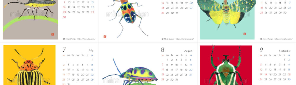 虫のイラストカレンダー